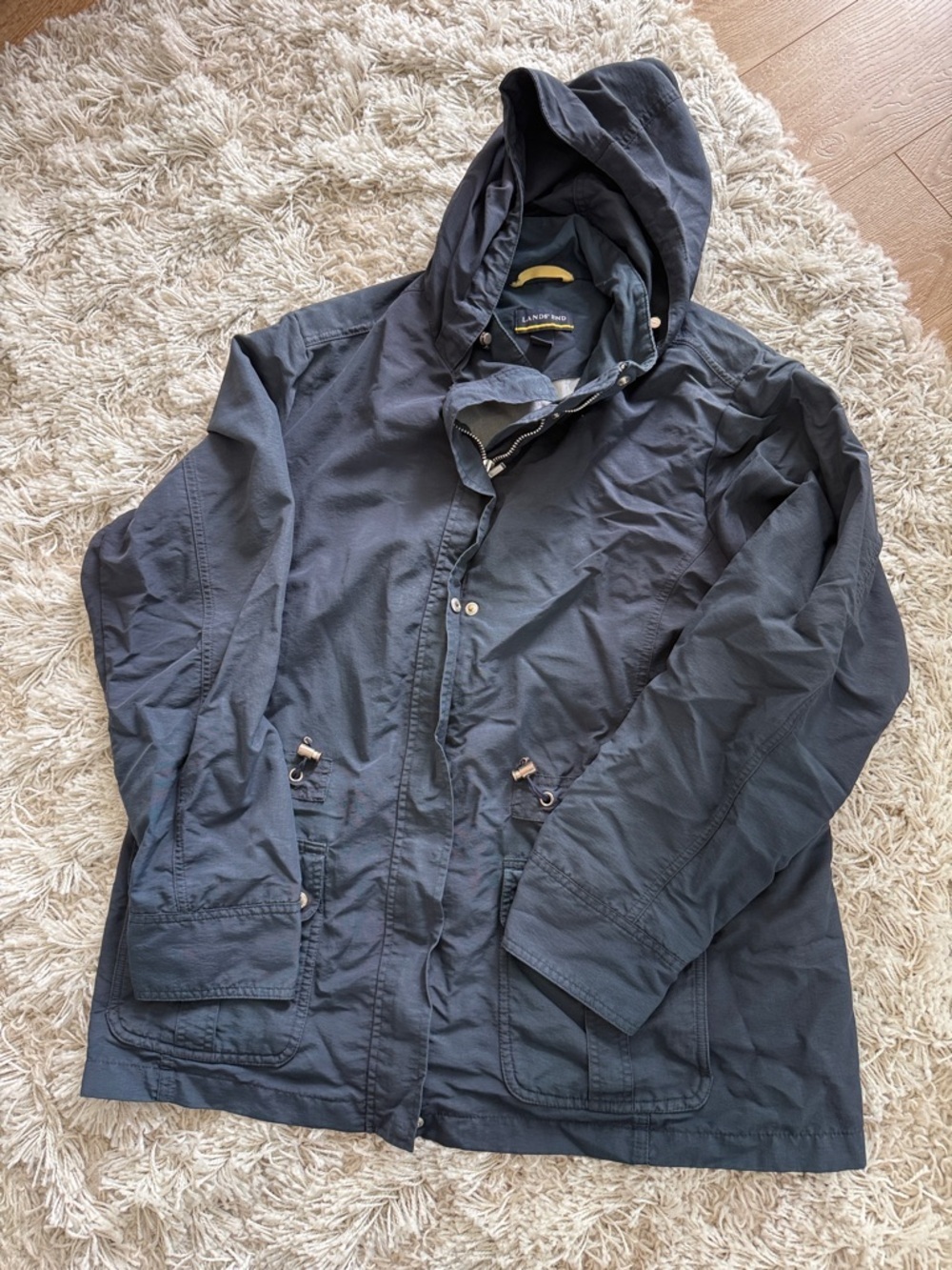 Lands' End Navy Hooded Jacket Size L Kids 14-16